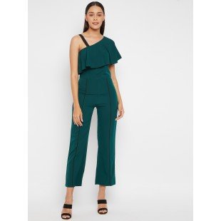 Green Basic Jumpsuit with Ruffles Green Basic Jumpsuit with Ruffles
