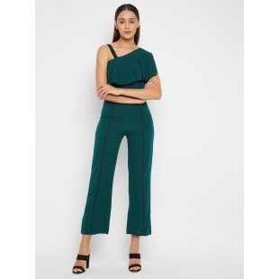 Green Basic Jumpsuit with Ruffles Green Basic Jumpsuit with Ruffles