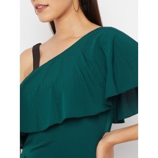 Green Basic Jumpsuit with Ruffles