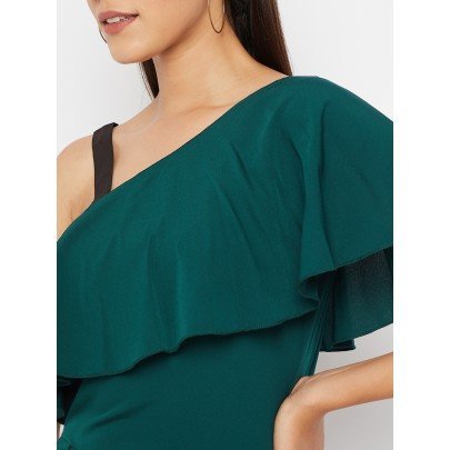 Green Basic Jumpsuit with Ruffles