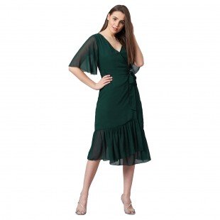 PANIT Women Wrap Midi Dress PANIT Women Wrap Midi Dress