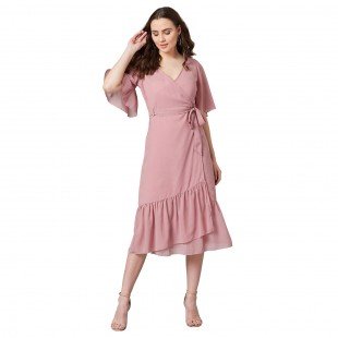 PANIT Women Wrap Midi Dress PANIT Women Wrap Midi Dress