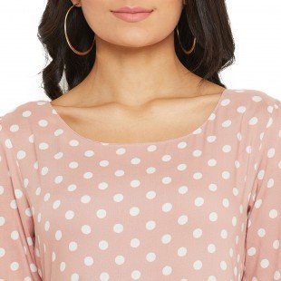Women Pink Polka Dot Tiered A-line Dress Women Pink Polka Dot Tiered A-line Dress