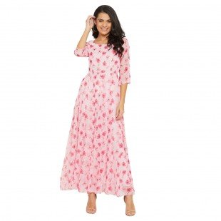 Women Pink Floral Printed Maxi dress Women Pink Floral Printed Maxi dress