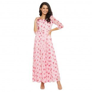 Women Pink Floral Printed Maxi dress Women Pink Floral Printed Maxi dress