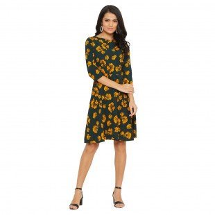 Blue And White Floral Printed A-line Dress Blue And White Floral Printed A-line Dress