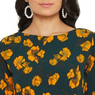 Blue And White Floral Printed A-line Dress Blue And White Floral Printed A-line Dress