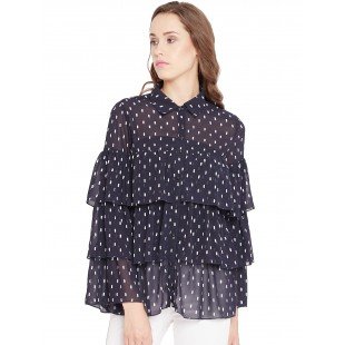Black floral Printed Ruffle layer Shirt Black floral Printed Ruffle layer Shirt
