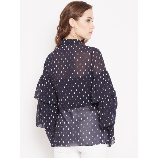 Black floral Printed Ruffle layer Shirt Black floral Printed Ruffle layer Shirt