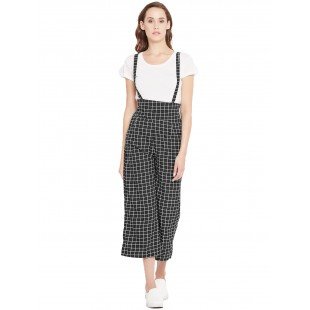 Women's black and white plaid print mid length culotte  Women's black and white plaid print mid length culotte