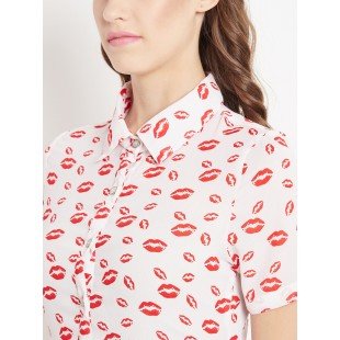 White printed shurg as shirt style White printed shurg as shirt style