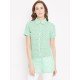 Sea green printed shrug as shirt style Sea green printed shrug as shirt style