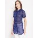 Royal Blue printed shrug as shirt style Royal Blue printed shrug as shirt style