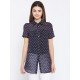 Navy Blue printed shrug as shirt style Navy Blue printed shrug as shirt style