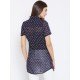 Navy Blue printed shrug as shirt style Navy Blue printed shrug as shirt style