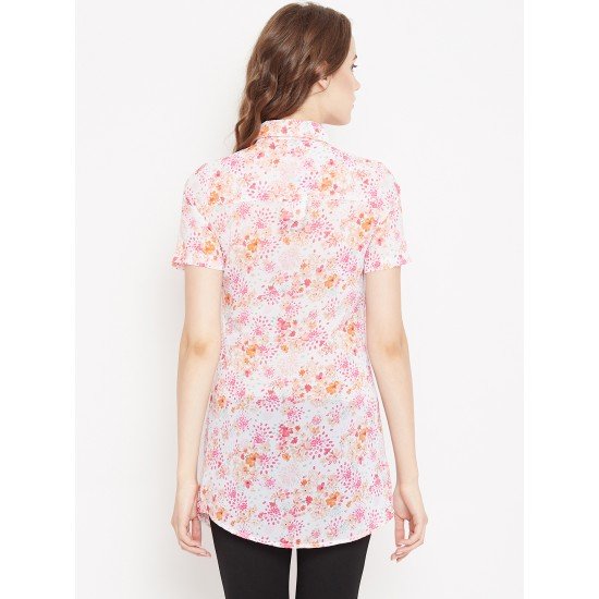 Multicolored printed shrug as shirt style Multicolored printed shrug as shirt style