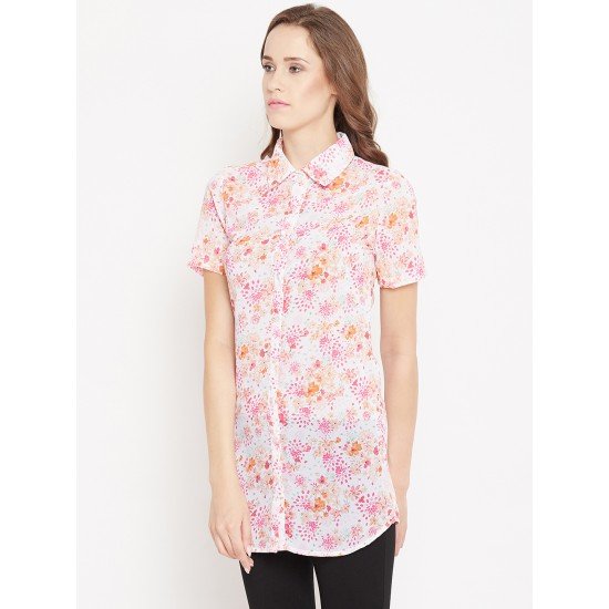 Multicolored printed shrug as shirt style Multicolored printed shrug as shirt style