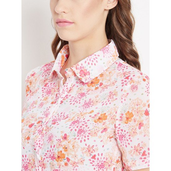 Multicolored printed shrug as shirt style Multicolored printed shrug as shirt style