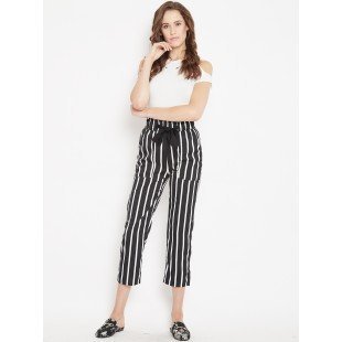 Women's black and white stripes high waist trouser Women's black and white stripes high waist trouser