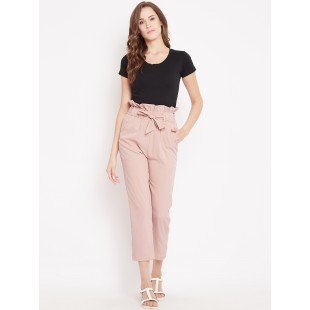 Women's solid rose gold pleated high waist trouser Women's solid rose gold pleated high waist trouser