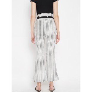 Women's ivory and grey stripes high waist bootcut trouser Women's ivory and grey stripes high waist bootcut trouser