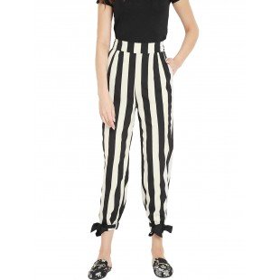 Women's black and white stripes elasticed waist trouser Women's black and white stripes elasticed waist trouser