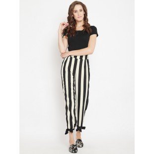 Women's black and white stripes elasticed waist trouser Women's black and white stripes elasticed waist trouser