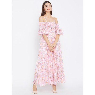 Women's Polyester Fit and Flare Maxi Dress