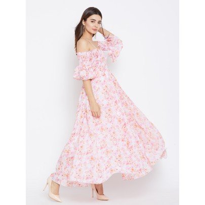 Women's Polyester Fit and Flare Maxi Dress