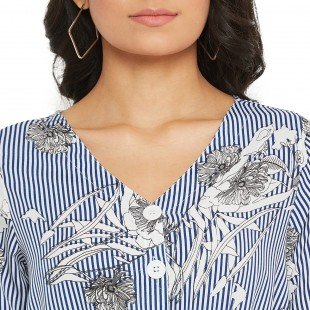 Women's Stripe flower printed romper Women's Stripe flower printed romper