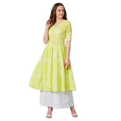 Women Flared Kurta And Palazzo Set