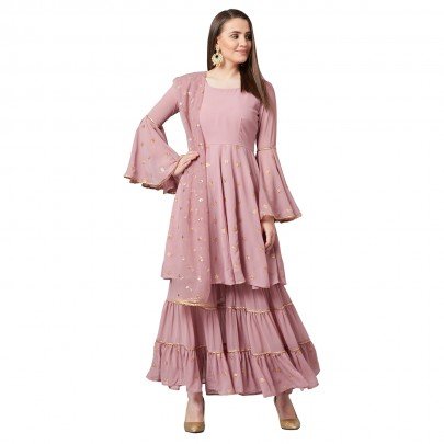 Women Flared Kurta And Sharara Set