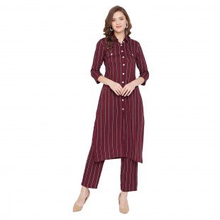 Formal Maroon Stripe kurta set Formal Maroon Stripe kurta set