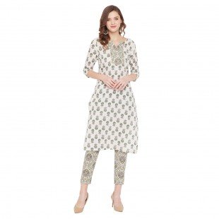 White printed kurta set White printed kurta set