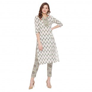 White printed kurta set White printed kurta set