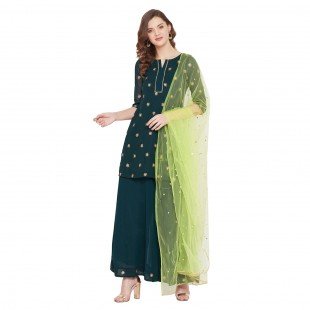 Dark green sun delicately embroidered sharara set Dark green sun delicately embroidered sharara set