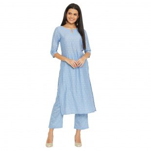 Blue Lurex Kurta With Matching Trouser Blue Lurex Kurta With Matching Trouser