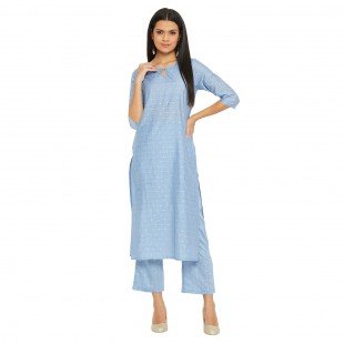 Blue Lurex Kurta With Matching Trouser Blue Lurex Kurta With Matching Trouser