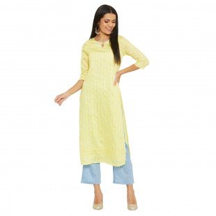 Lemon Lurex Kurta With Blue Trouser  Lemon Lurex Kurta With Blue Trouser