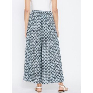 Women Blue Printed Flared Palazzos (PANI432) Women Blue Printed Flared Palazzos (PANI432)