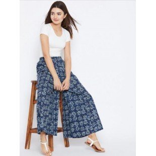 Women Blue Printed Flared Palazzos (PANI432B) Women Blue Printed Flared Palazzos (PANI432B)