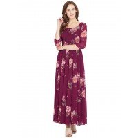 Women's Plum Multi colour Floral print Maxi dress