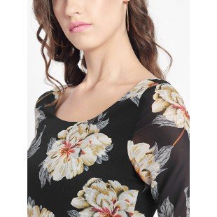 Women's Black Multi colour lily Floral print Maxi dress Women's Black Multi colour lily Floral print Maxi dress