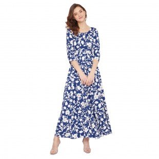 Women Blue Printed Maxi Dress Women Blue Printed Maxi Dress