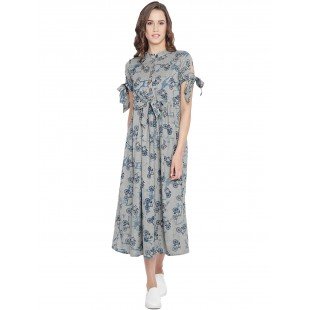 Women's Grey cycle print Shift Midi Dress