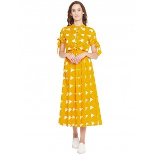 Women's Yellow Geo print Shift Midi Dress