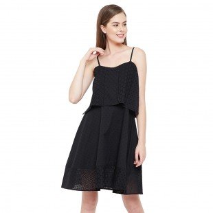 Women's Fit and Flare Midi Length Dress