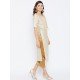 Women's Beige Color Plain Straight Fit Mid Length Kurta With Jacket